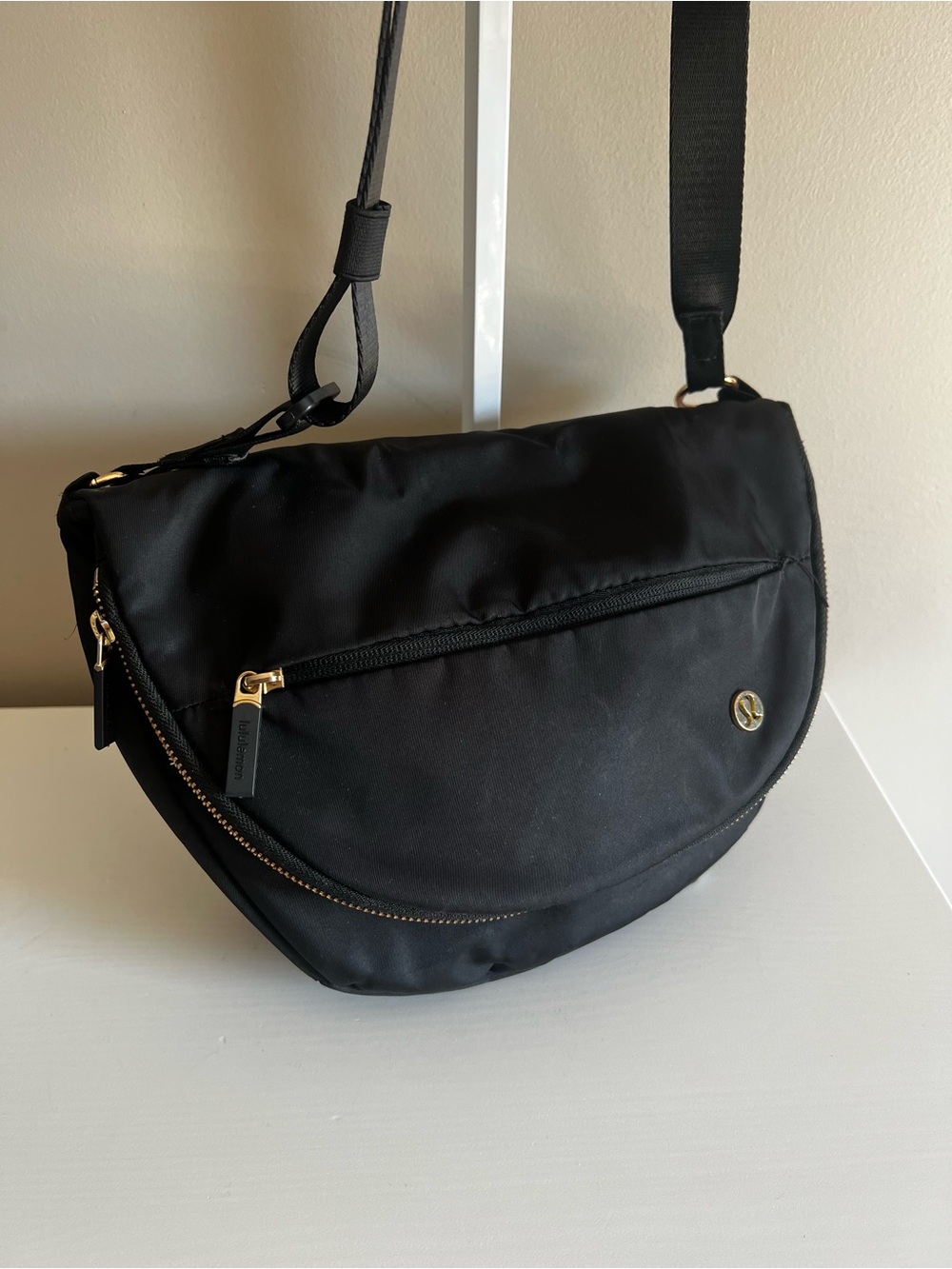 lululemon athletica Black All Night Festival Bag 5L with Gold Hardware